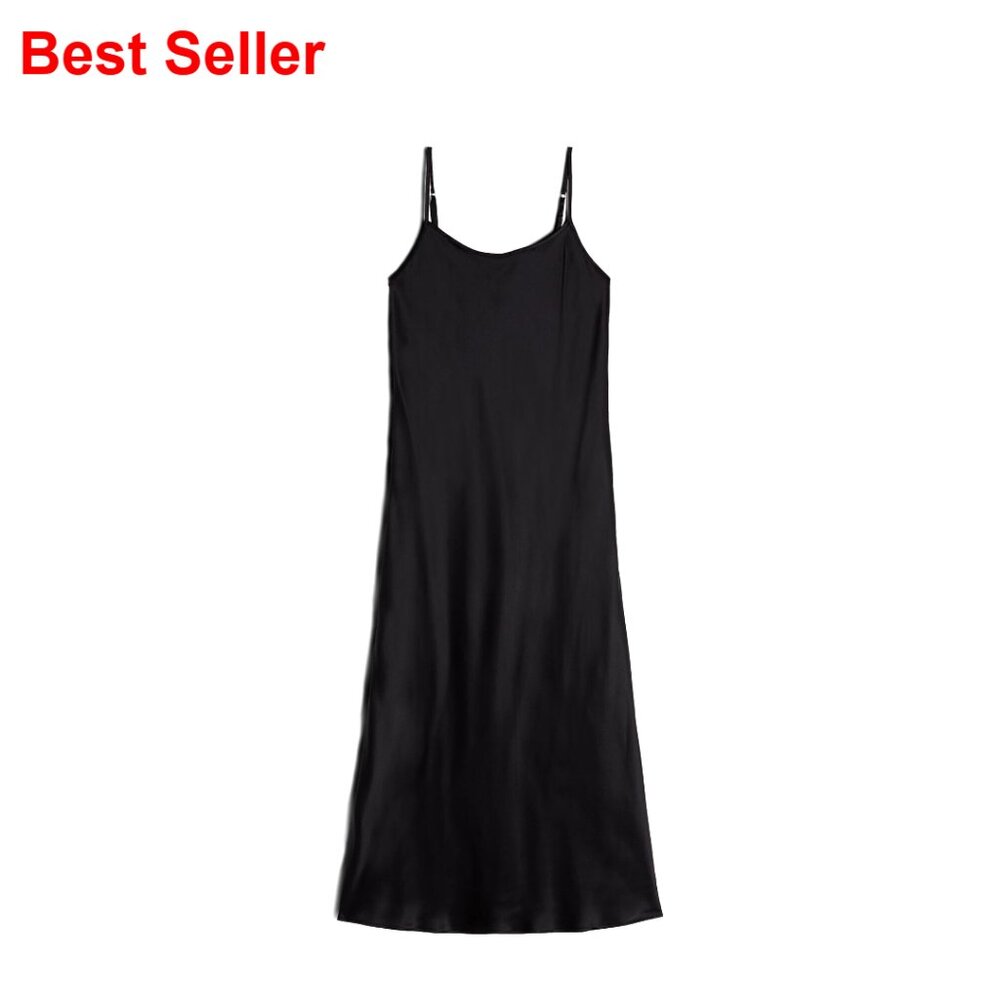 Silk Midi Slip With Adjustable Straps, Size S, Perfect Under Dresses